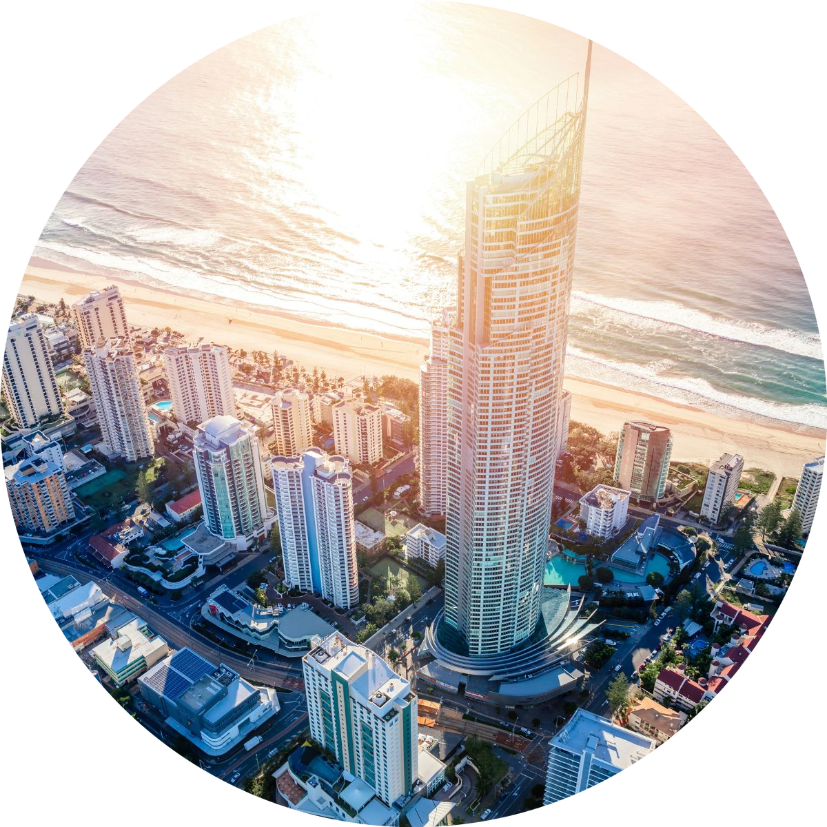 Gold Coast Sunset Circle Transparent